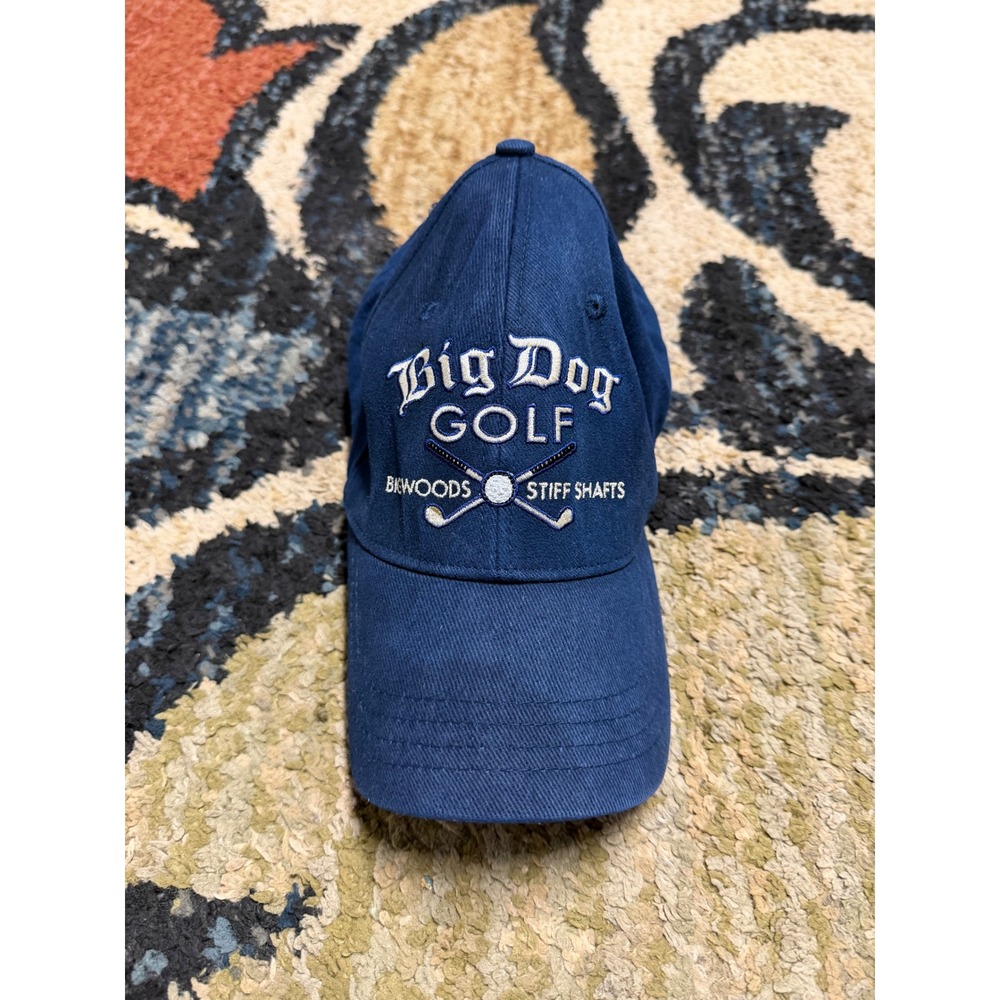 VTG Big Dogs Golf Navy Blue Cotton Strapback Hat Big Woods Stiff Shafts